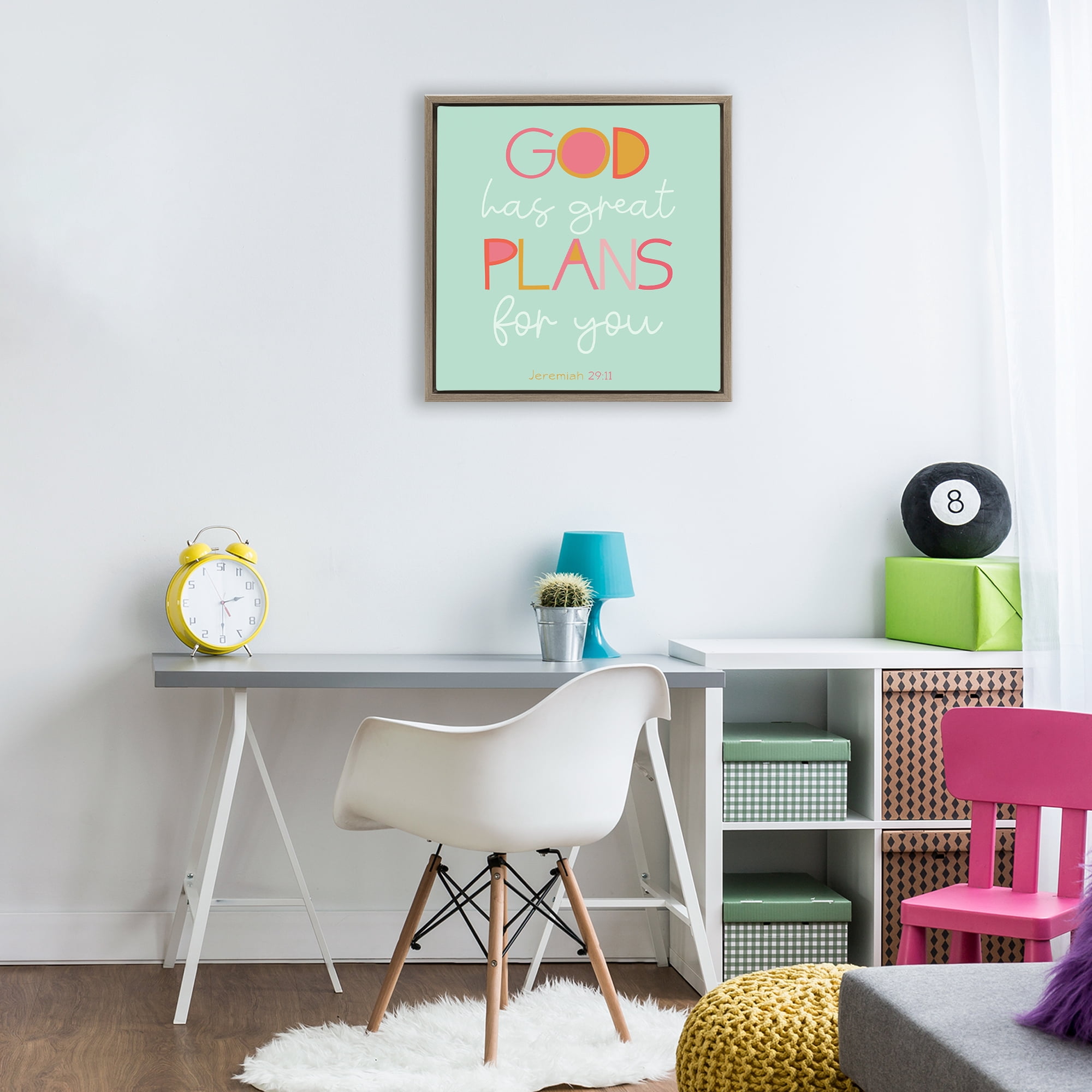 Stupell Industries Green God's Plans For You Brown Framed Floater Canvas Wall Art, design by SD Graphics Studio
