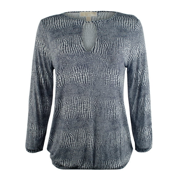 Women's Zephyr Reptile Keyhole Neck Peasant Top-TN-XS