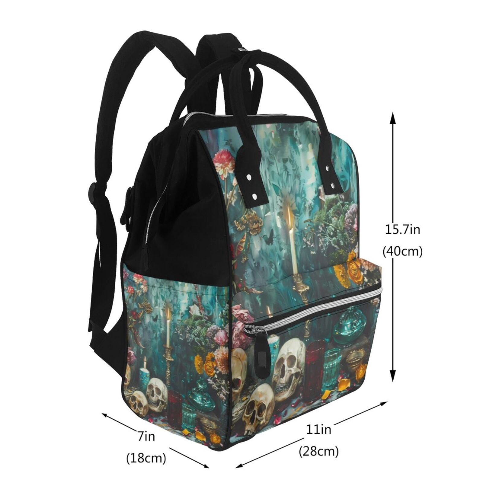 Fuzoiu Baroque Floral Still Life Print Diaper Bag Backpack,Baby Essentials Travel Tote,Multi function Waterproof Diaper Bag, Travel Essentials Baby Bag - Unisex