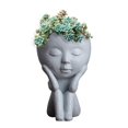 thumbnail image 2 of Jouet Gris Bleu Fait Main Vase en Résine Style Nordique Fleurs Succulentes Pot Ornements, 2 of 7