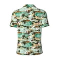 thumbnail image 3 of Xecao Colorful Hawaii Palms for Mens' Casual Short Sleeve Button-Down Polo Shirts for a Classic Golf Look, 3 of 9