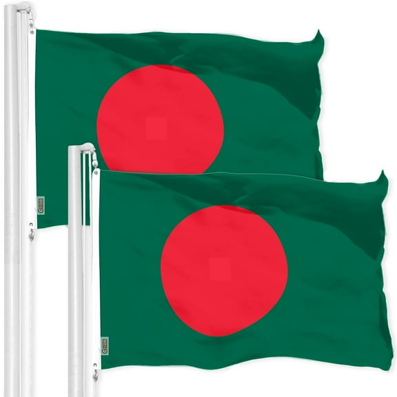 G128 2 Pack: Bangladesh Bangladeshi Flag | 3x5 Ft | LiteWeave Pro Series Printed 150D Polyester | Country Flag, Vibrant Colors, Brass Grommets, Thicker and More Durable Than 100D 75D Polyester