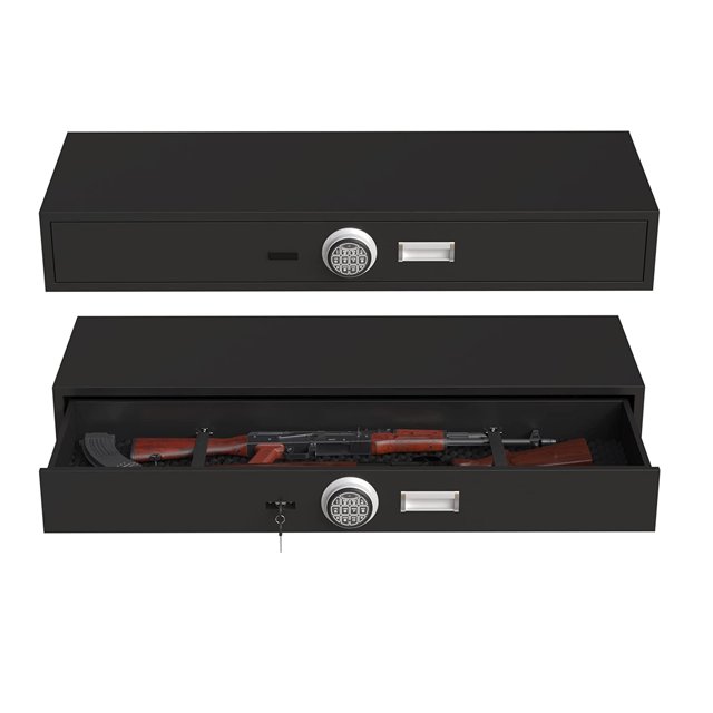 AIEGLE Rifle Storage Safe Drawer, Under Bed Gun Safe Storage Case for