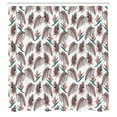 thumbnail image 2 of Ambesonne Tropical Shower Curtain, Palm Leaves Monsteras Art, 69"Wx75"L, Salmon and Dark Turquoise, 2 of 4