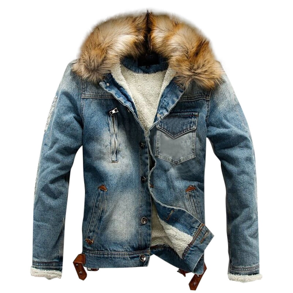 winter denim hooded coat