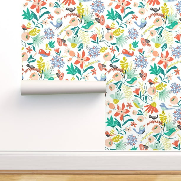 Peel-and-Stick Removable Wallpaper Bird Birds Floral Spring Summer