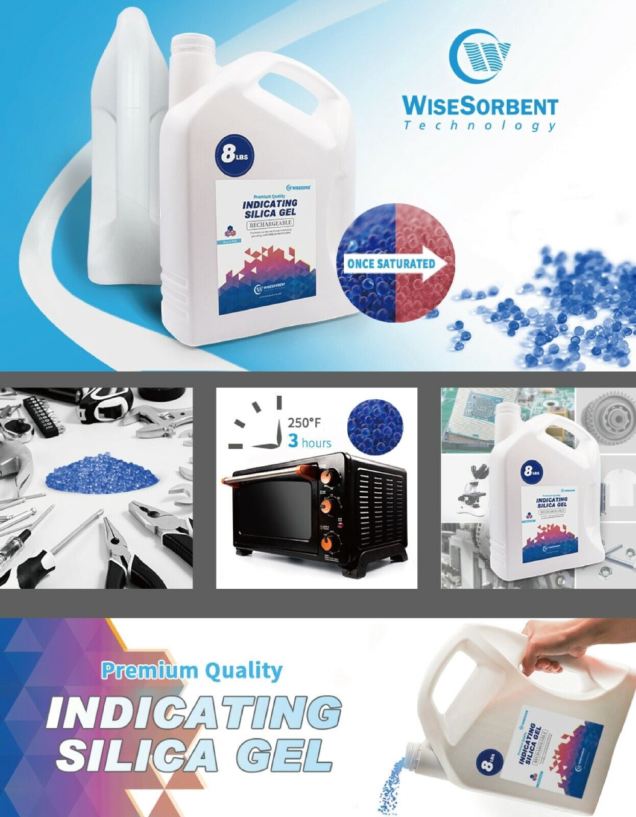 Produktbild von 50er-Pack Wisesorb Feuchtigkeitsanzeigekarten – 6 Punkte, 10-60% – Wiederverwendbar – NEU