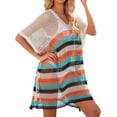thumbnail image 3 of Taqqpue Women Swimsuit Crochet Swim Cover Up Summer V Neck Bathing SuitVacation Outfits Swimwear Mesh Knit Plus Size Beach Dress, 3 of 10