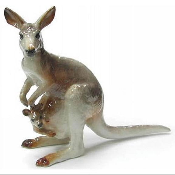 Northern Rose Gray Kangaroo Animal Hand-painted - Home Decor Animal Decorative Figurine Birthday Gift - Miniature Porcelain Figurine
