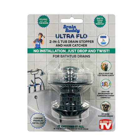 Drain Buddy Ultra Flo Tub Chrome Metal Cap