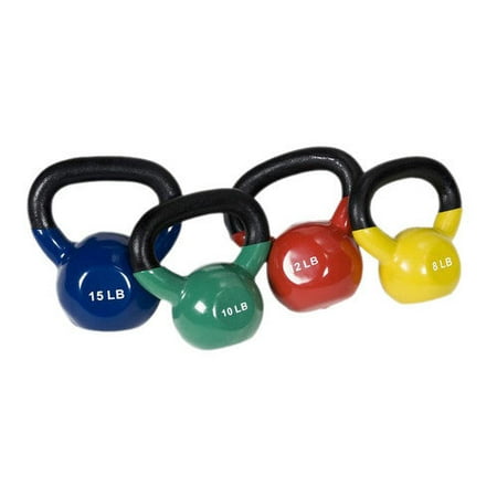 J Fit 8-15 lbs Premium Vinyl Kettlebell Set