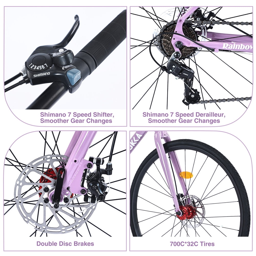 Hybrid Road Bike 700C for Men and Women, Shimano 7 Speed City
