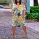 thumbnail image 2 of Gibobby Vestido de verano casual para mujer Vestido con cuello en V y estampado floral de manga corta informal de verano para mujer Boho Beach Mini Swing Sundr(Amarillo,M), 2 of 5