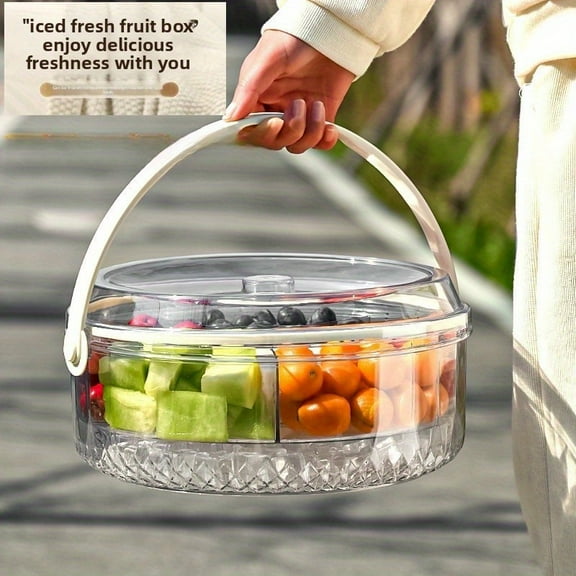 Large Portable Ice Bucket with Flip-Top Lid - Keeps Drinks & Fruit Cold, Reusable PET Container for Outdoor, Camping, Picnics & Parties