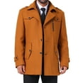 thumbnail image 1 of Abrigo de longitud media INSPIRE CHIC para hombre, abrigo de invierno con cremallera y un solo botón, abrigo de negocios con cuello de bufanda, tamaño M, color marrón caramelo, 1 of 6