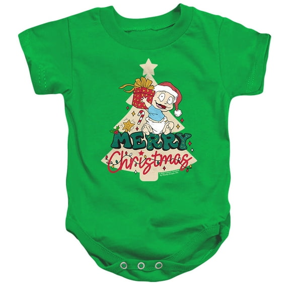 Rugrats Merry Christmas Tommy Pickles Unisex Infant Snap Suit for Baby, Kelly Green, Large