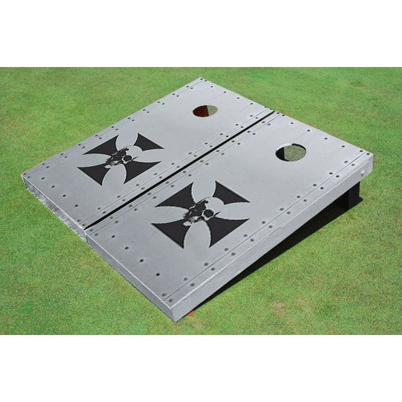 Rivet Iron Cross With Skull Themed Cornhole Boards