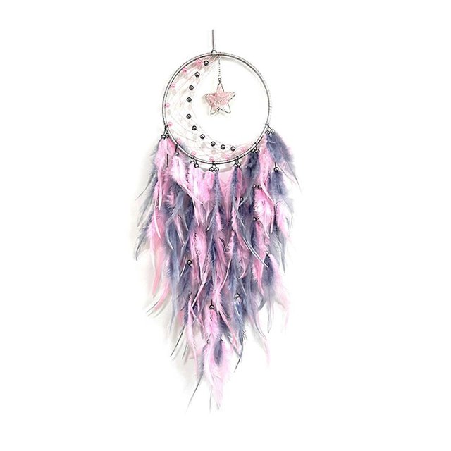 Feather Dream Catcher for Bedroom,for Wall Hanging Craft Gifts Pink
