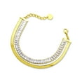 thumbnail image 4 of ‎555Jewelry Adjustable Stainless Steel Snake Chain & Cubic Zirconia ‎Sparkly Herringbone CZ Bracelets for Women & Girls, Gold, 7.8 Inch, 4 of 8