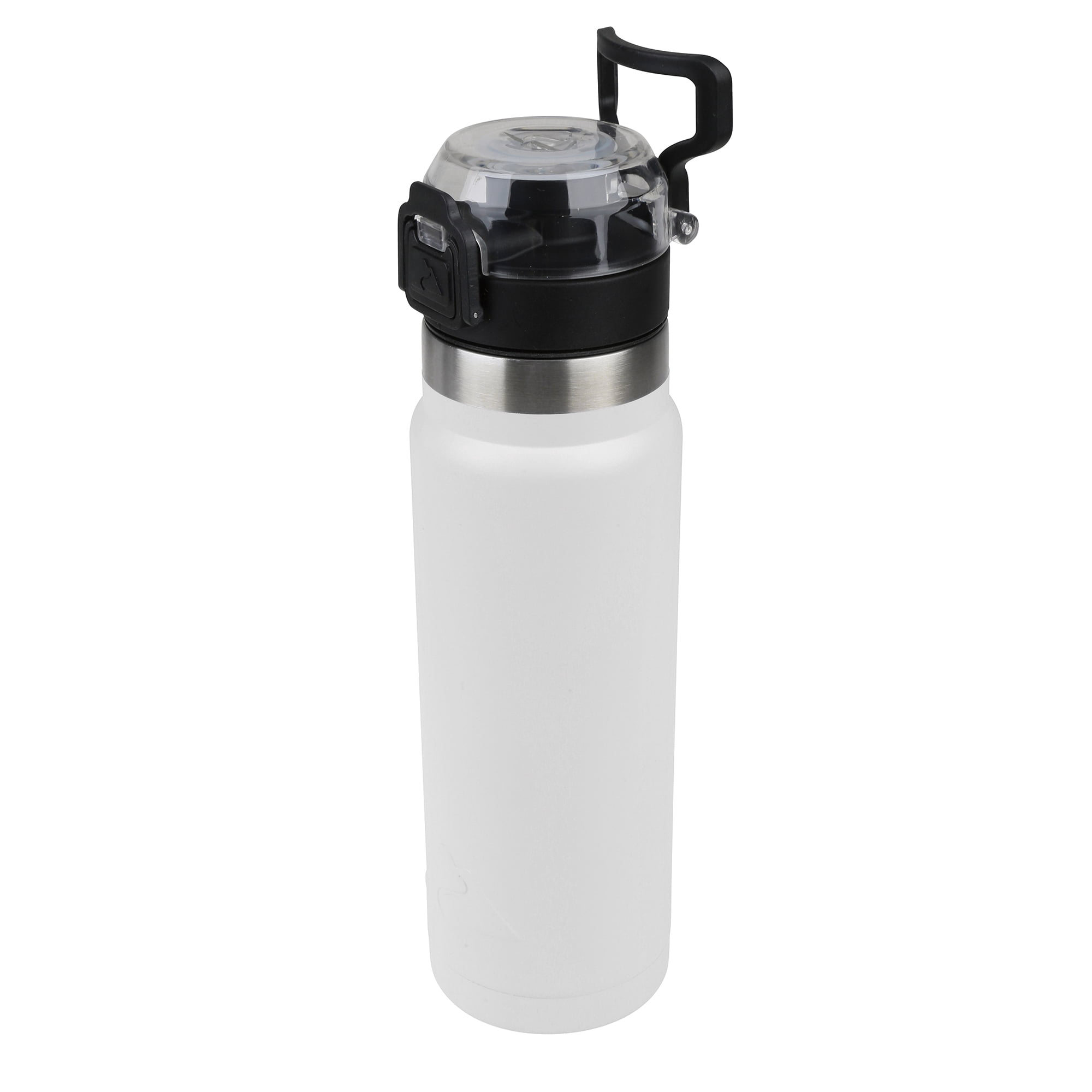 Ozark Trail 24 oz White and Silver Stainless Steel Water Bottle with Wide Mouth Lid