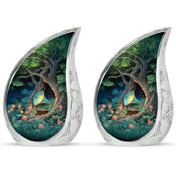 SABURIAL Gramophone Urn - Handcrafted Mini Memorial Urn For Mom & Dad - Beautiful Small Funeral Tribute Urns For Human Ashes For Women & Men - 3 Inch - Pack Of 2