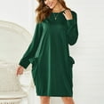 thumbnail image 2 of HAPIMO Savings Women's Fashion Nightgowns Soft Cotton Long Sleeve Sleepswear Loose Comfy Sleep Dress Nightshirt with Pockets Green M, 2 of 8