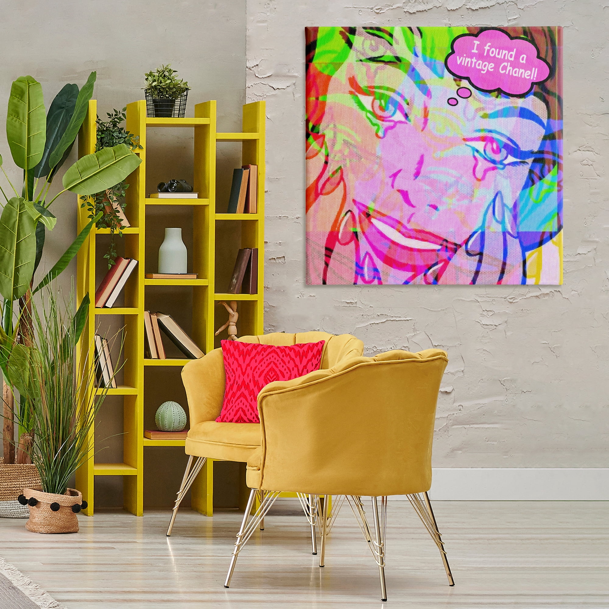 Stupell Industries Pop Style Fashionista Abstract Painting Wrapped Canvas Art Print Wall Art, 36 x 36