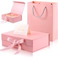 thumbnail image 1 of Luxury Box with Changeable Ribbon and Magnetic Closure, with Paper Bags, a Greeting Card and Tissue Paper Magnetic Packaging Box for Girlfriend, Mom, Grandma, Lady (Pink), 1 of 7