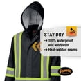 thumbnail image 2 of Pioneer Hi Vis Waterproof FR Rain Jacket - Lightweight Oil & Chemical Resistant Safety Coat for Work - Black, 2 of 9