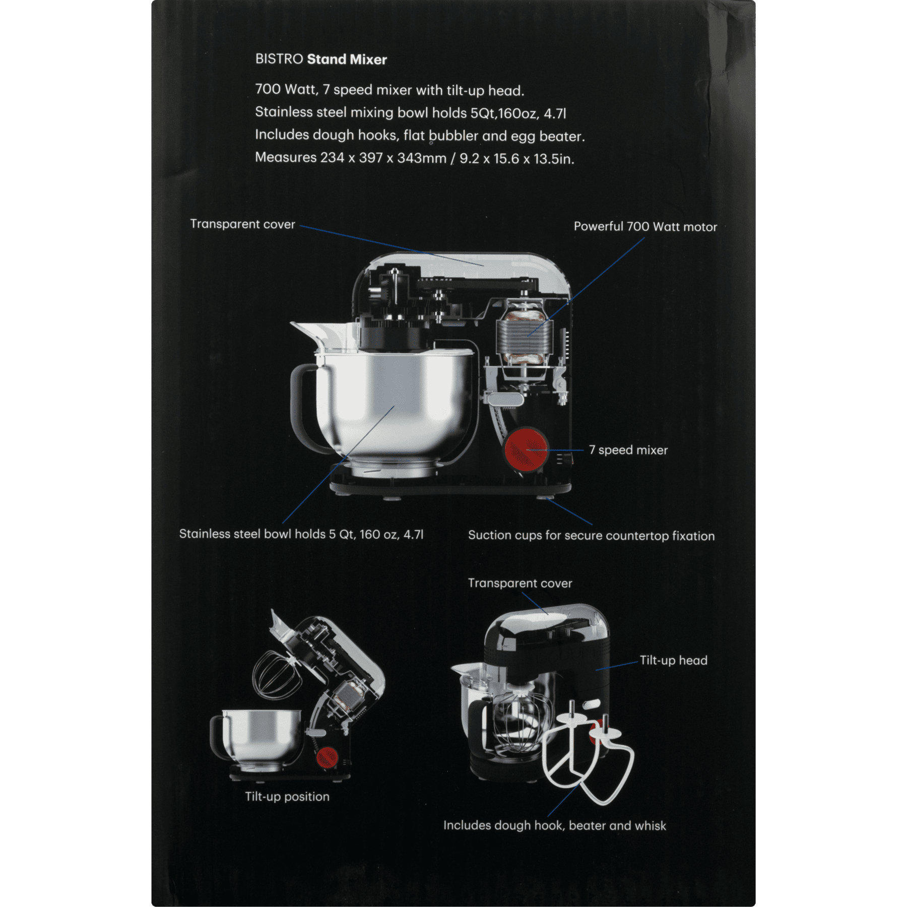 Bodum Bistro 160 Ounce Black Electric Stand Mixer Walmart Com Walmart Com