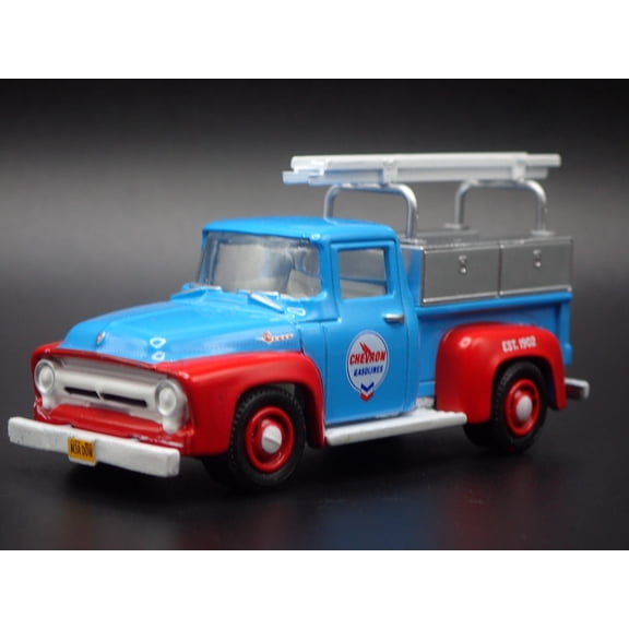 Open Box 1956 56 FORD F100 PICKUP WORK TRUCK CHEVRON 1:64 SCALE DIORAMA DIECAST MODEL CAR