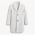 thumbnail image 3 of Women's Fleece Peacoat Plush Notch Lapel Collar Jacket Mid Length Winter Single Button Trench Outerwear, 3 of 4