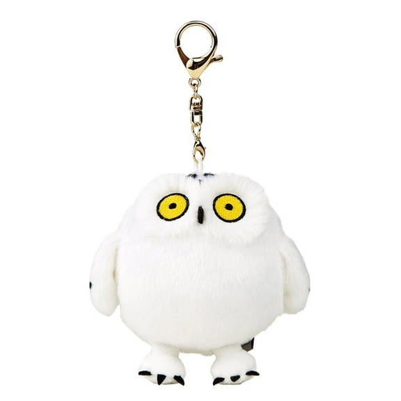 Round Snowy Owl Bag Charm, Plush Stuffed Animal Keychain, KEAIART Original Design
