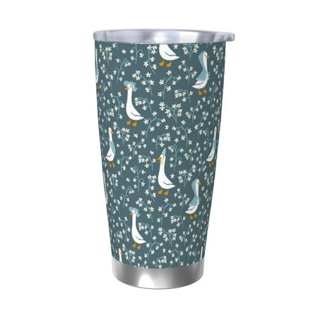 

Qekee Goose with meadow flowers Print 20OZ Car Cup Stainless Steel Vacuum Insulated Tumbler Tumbler Cup With Lid And Straw Travel Coffee Mug-Without Straw