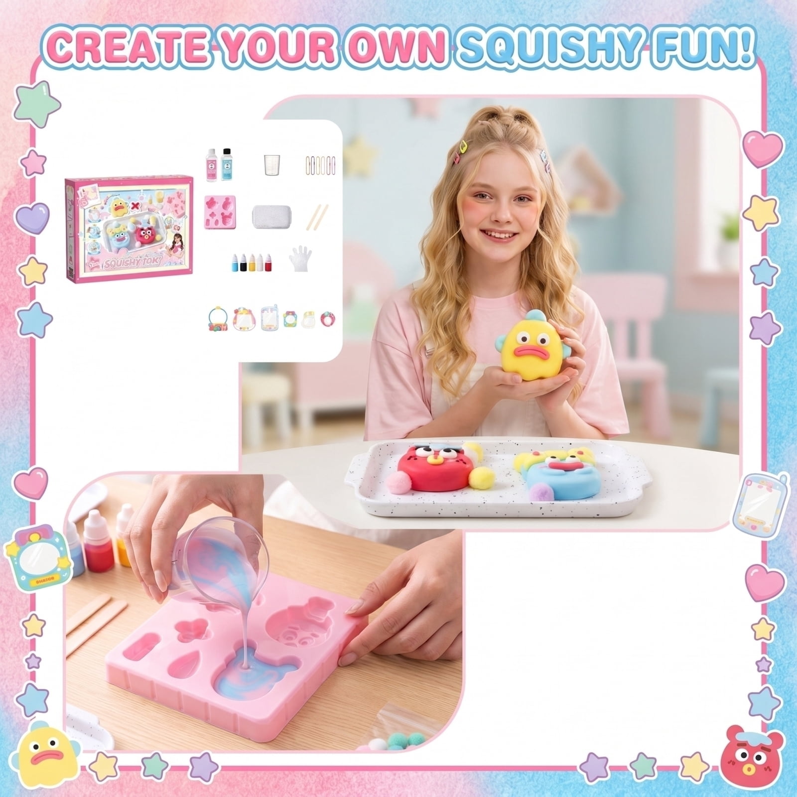 Taba Squishy Kit,Rubber Squishy Kit with Guided, Stress Relief Hamster Molding, Decompression Gift