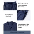 thumbnail image 5 of Men 2 Piece Linen Outfit Suitable for Indoor & Outdoor Beach Button Down Shirt Casual Loose Pant Sets L, 5 of 6
