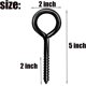 thumbnail image 2 of 4 Uds. Ganchos de tornillo de ojo negros de 5 pulgadas ganchos de tornillo de acero inoxidable para silla de columpios, Yoga para colgar, aplicaciones de amarre, 2 of 5