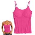 thumbnail image 5 of Stretchy Breathable Camisole Tops for Ladies Built in Padding Adjustable Straps Soft Light Shirts Suitable for Daily Travel Wearing Occasion Wear Cami Tops (Hot Pink,S), 5 of 8