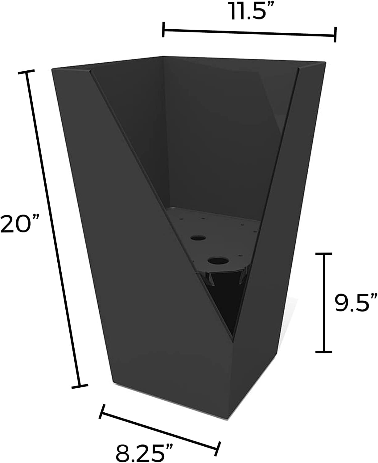 Unbranded Finley Tall Square Planter - Matte Textured, 20"/Black, Plastic, Indoor/Outdoor — Residential Use, Standard Application
