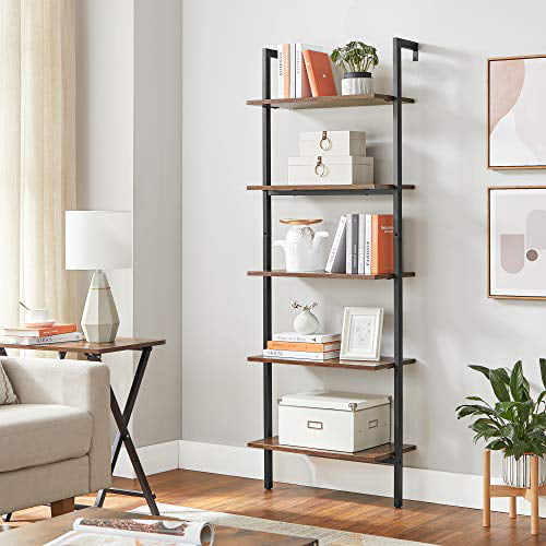 Vasagle Ladder Shelf 5 Tier Bookshelf, How To Make A Leaning Bookcase Walls