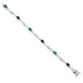 thumbnail image 2 of Gem Stone King 925 Sterling Silver Green Nano Emerald and Blue Sapphire and Round White Lab Grown Diamond Tennis Bracelet for Women (2.90 Cttw, Gemstone Birthstone, Oval 6X4MM, 7.25 inches), 2 of 4