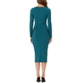 thumbnail image 3 of Allegra K Women's Casual Slim Fit Midi Club Party Long Sleeve Twist Cutout Bodycon Dress, 3 of 5