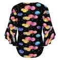 thumbnail image 6 of Watercolor Balloon Women's V-Neck Blouse With 3/4 Ruffled Bell Sleeves Casual Top Ladies Blouses, 6 of 7
