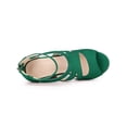 thumbnail image 4 of BLISSFUL STEP Women's Shoes Platform Peep Toe Strappy Back Zip Wedge Heel Sandals Green 10, 4 of 7