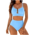 thumbnail image 2 of Babysbule Bikinis, Solid Color, Pleated Swimsuit Sets & Bra, 2-Piece, Women's, 2 of 9