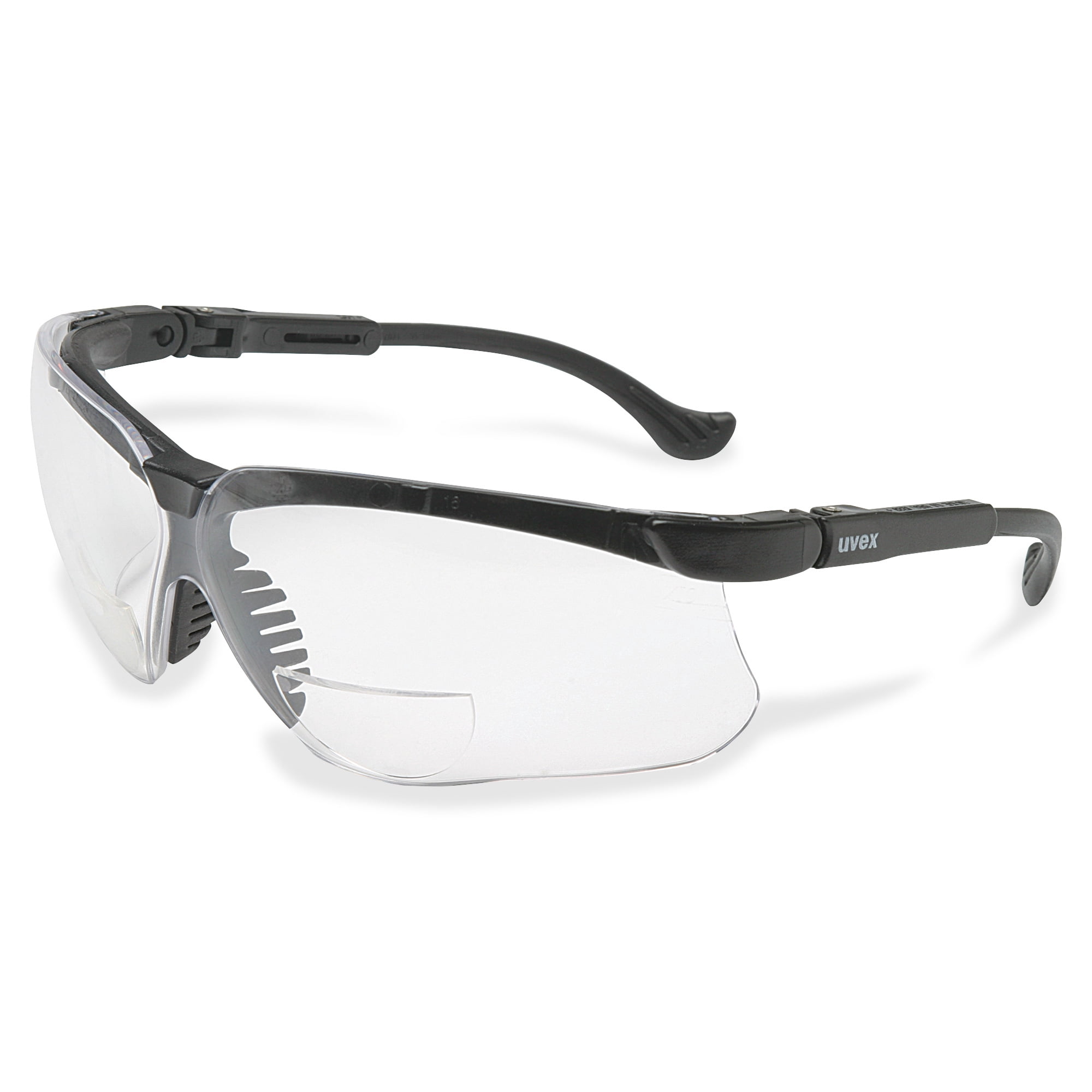 Uvex GenesisÂ® +1.5 Magnification Safety Glasses, Black Frame, Clear Anti-Scratch/Hard Coat Lens (S3761)
