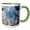 Green/White, variant on 3drose, Looking up in Nyc at the Sky, Buildings and Trees, 11oz Two-tone Black Mug