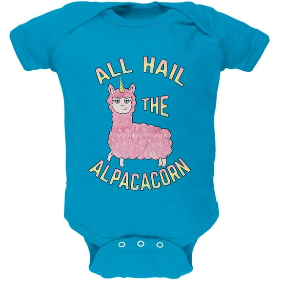 All Hail the Alpacacorn Soft Baby One Piece Turquoise 12-18 M