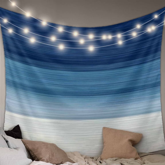 Navy Blue Ombre Large Tapestry for Bedroom Wall Hanging Tapestry,Modern Abstract Art Blue White Striped Ceiling Backdrop Tapestries Poster Blanket Wall Decor for Teens Room Living Room 86" x 104"