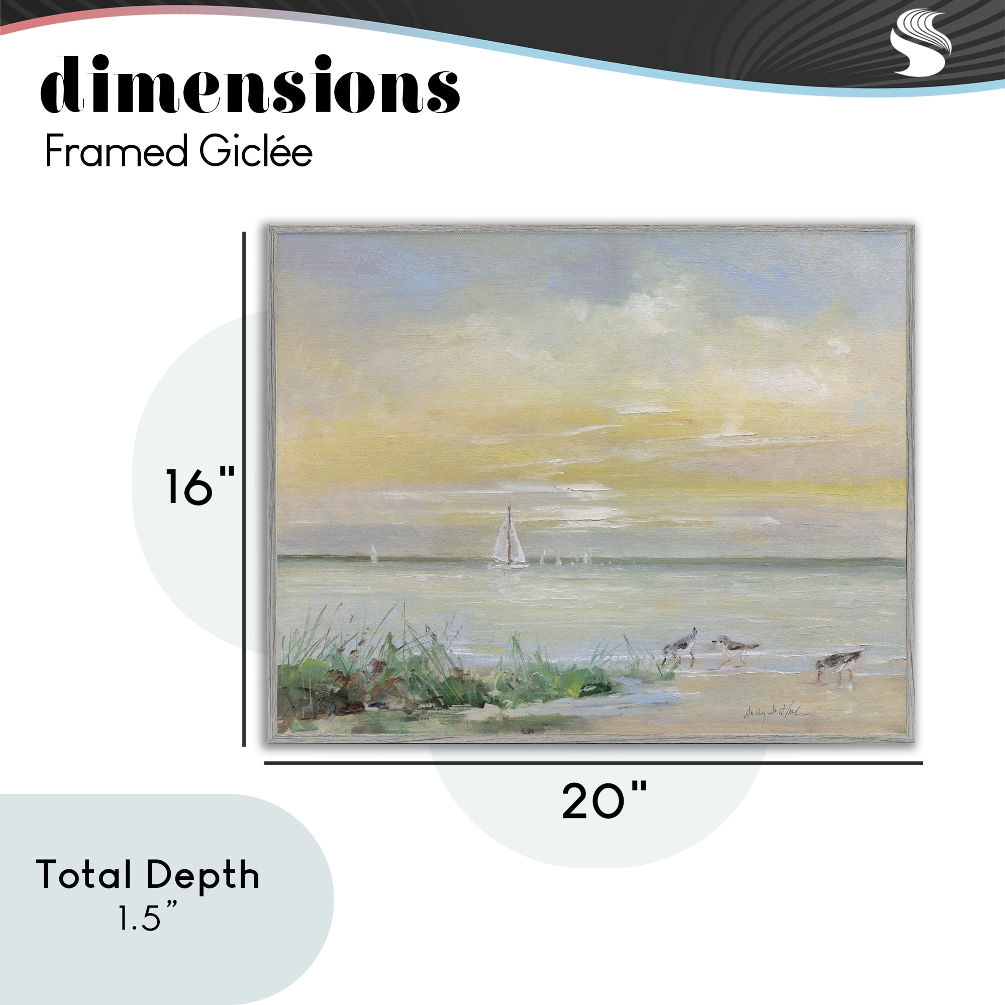 Stupell Industries Sailboats & Sanderlings Shore Gray Framed Giclee Art, design by Sally Swatland